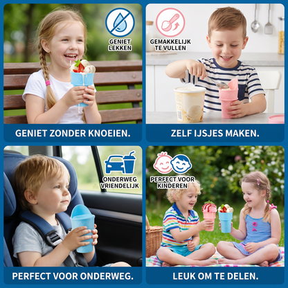 Set van 2 IJshouders in Wafelontwerp – Knoeivrije IJshouder voor Kinderen