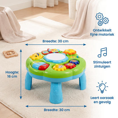 Baby Muziek Activiteitentafel Speelgoed met Trommel, Tandwielen en Dierengeluiden