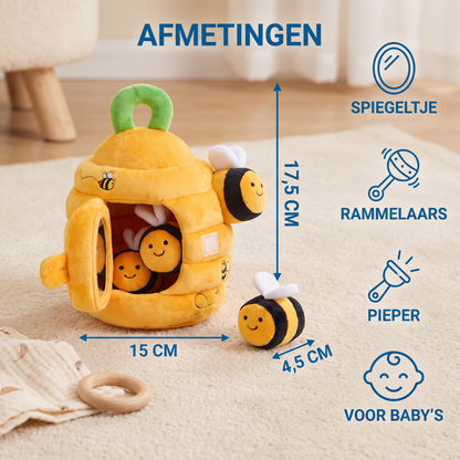 Sensorisch Bijenkorf Speelgoed voor Baby's met Bijenrammelaars, Pieper en Spiegel