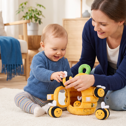 Sensorisch Bijenkorf Speelgoed voor Baby's met Bijenrammelaars, Pieper en Spiegel