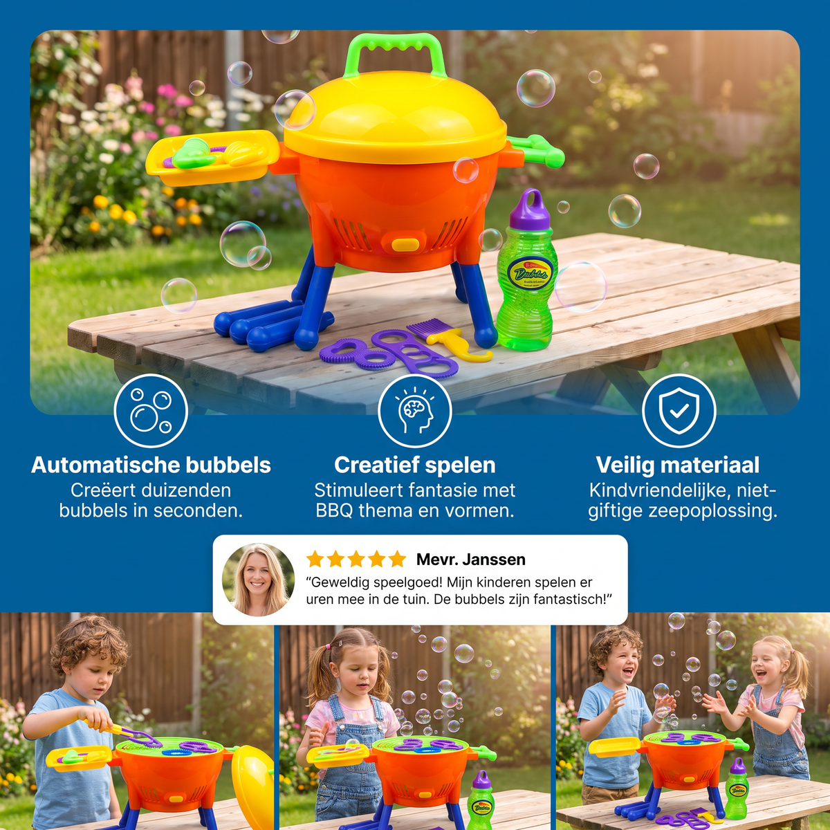 BBQ Zeepbellenmachine Speelgoed met Zeepoplossing en Vormen