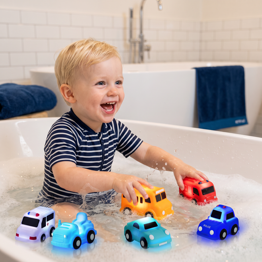 Lichtgevend Badauto Set – Watergeactiveerd Badspeelgoed Voor Baby's
