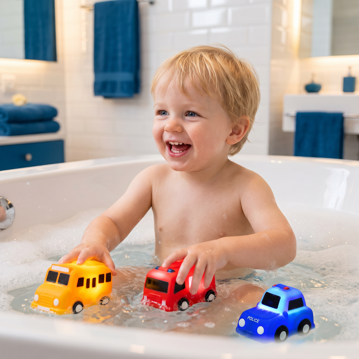 Lichtgevend Badauto Set – Watergeactiveerd Badspeelgoed Voor Baby's