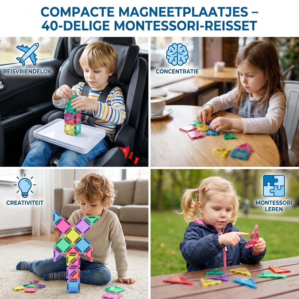 Compacte Magneetplaatjes – 40-Delige Montessori-Reisset
