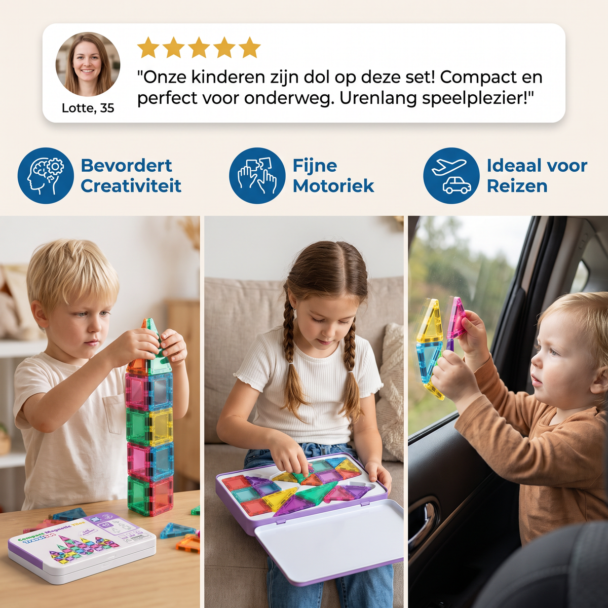 Compacte Magneetplaatjes – 40-Delige Montessori-Reisset