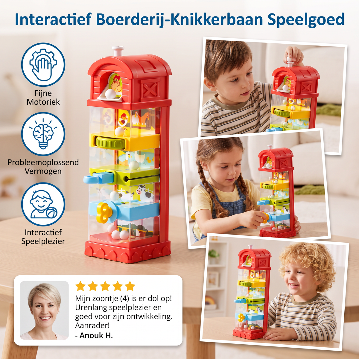 Interactief Boerderij-Knikkerbaan Speelgoed Voor Het Bevorderen Van Fijne Motoriek En Probleemoplossende Vaardigheden