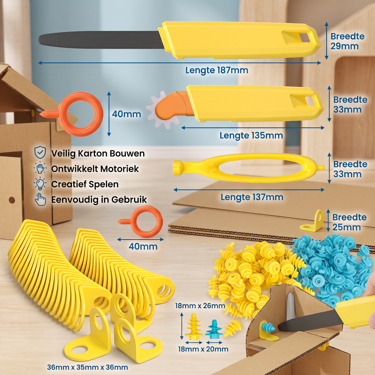 Kinder-Bouwgereedschapsset Van Karton