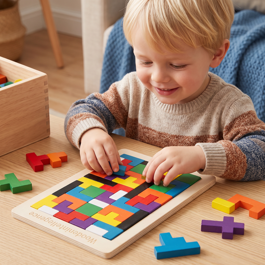 Educatieve Houten Tangram Puzzel – Kleurrijk Montessori Leerspel Voor Kinderen