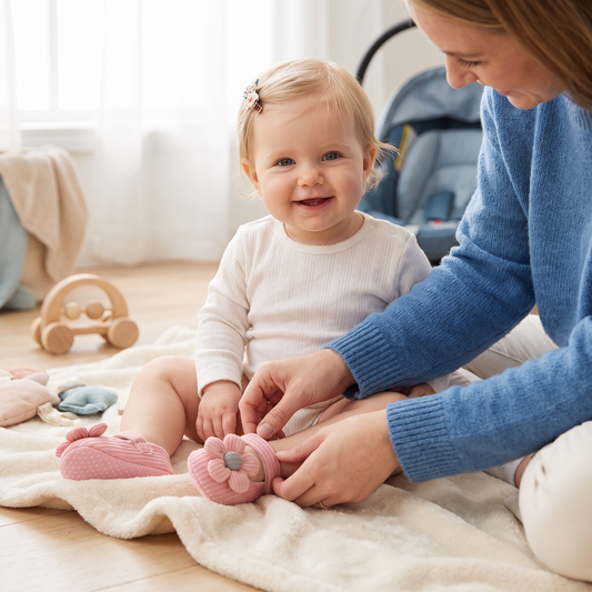 Zomerbabyschoentjes met zachte zool en bloemendesign