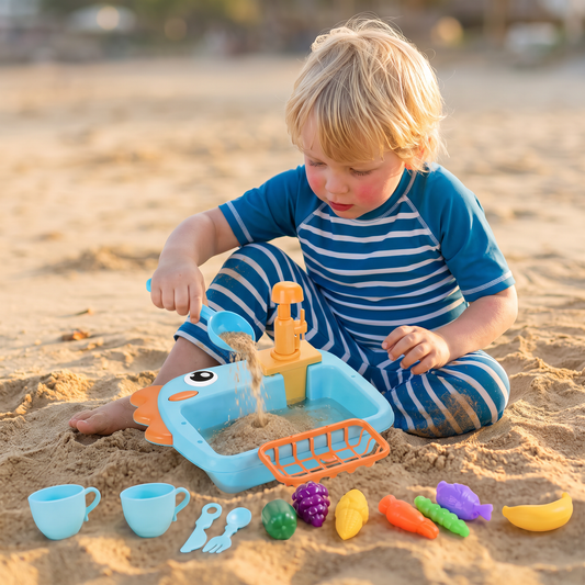 Kinder Rollenspel Gootsteen Speelgoed met Kraan en Dinosaurusdesign