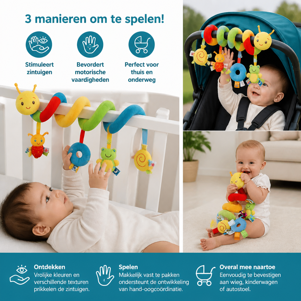 3-in-1 Rups Rammelaar Speelgoed voor Thuis en Onderweg