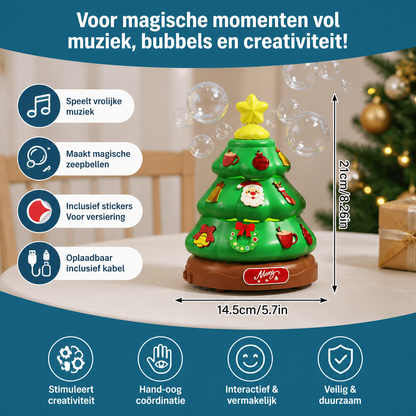 Muzikale Kerstboom Met Zeepbellen En Stickers Om Te Versieren