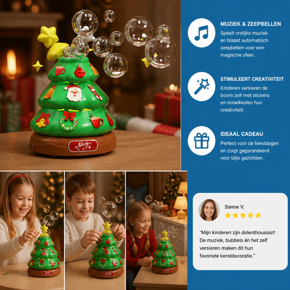 Muzikale Kerstboom Met Zeepbellen En Stickers Om Te Versieren