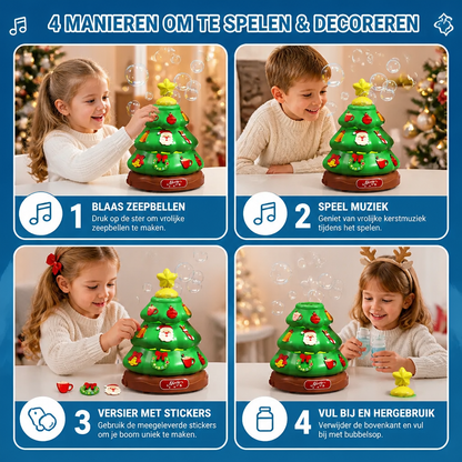 Muzikale Kerstboom Met Zeepbellen En Stickers Om Te Versieren
