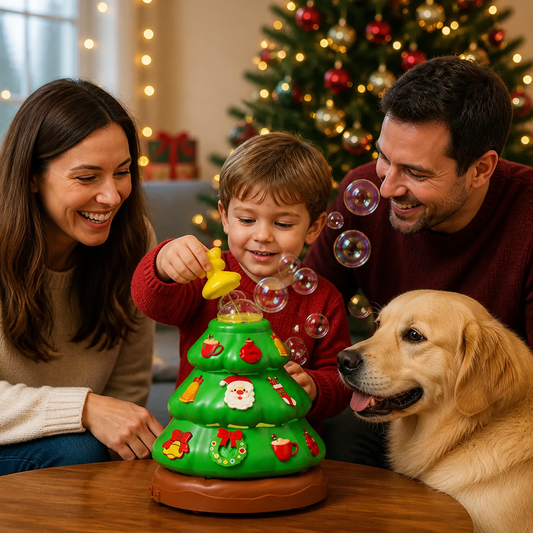 Muzikale Kerstboom Met Zeepbellen En Stickers Om Te Versieren