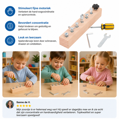 Montessori Houten Schroefspel – Fijne Motoriek & Concentratietraining Voor Kinderen