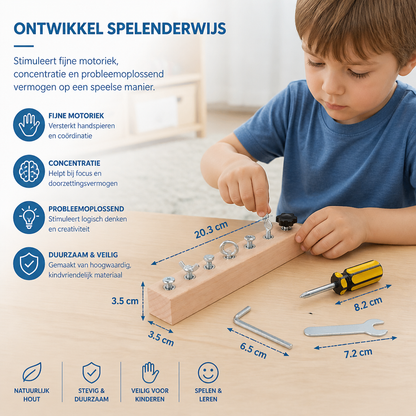 Montessori Houten Schroefspel – Fijne Motoriek & Concentratietraining Voor Kinderen