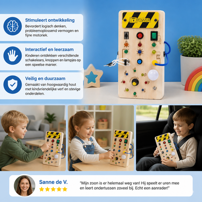 Montessori Sensorisch Houten Bord Met Licht & Schakelaars – Motorisch Speelgoed Voor Kinderen