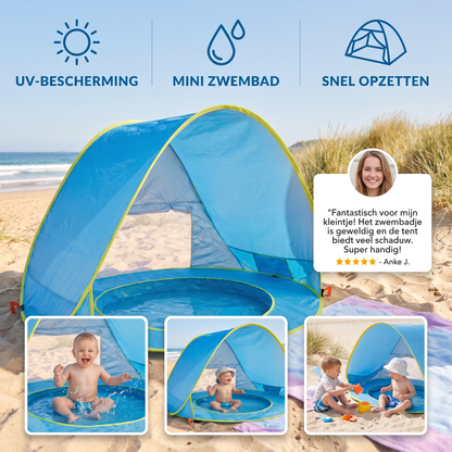 Pop-up babystrandtent met geïntegreerd zwembad & UV-bescherming – Draagbare zonbescherming voor kinderen