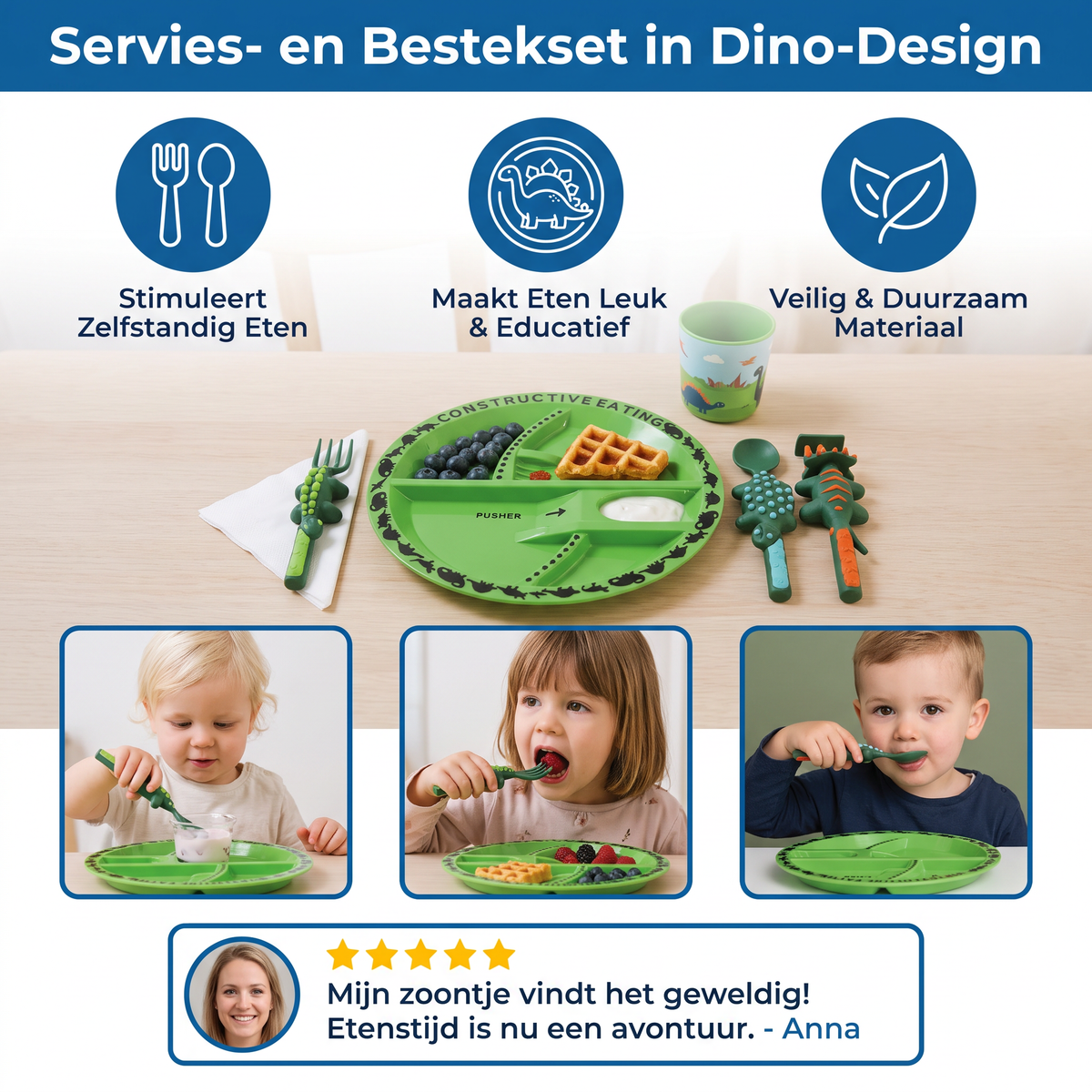 Servies- en Bestekset in Dino-Design