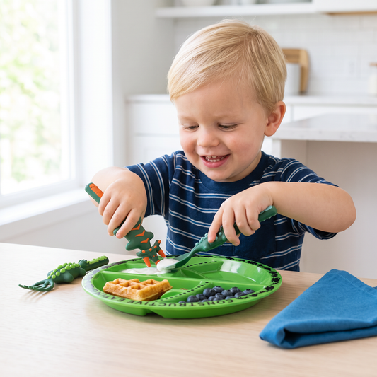 Servies- en Bestekset in Dino-Design