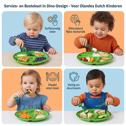 Servies- en Bestekset in Dino-Design