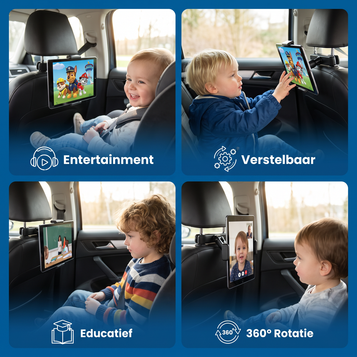 Een 360° Draaibare Tablethouder voor de Hoofdsteun in de Auto – Tablethouder voor de Achterbank