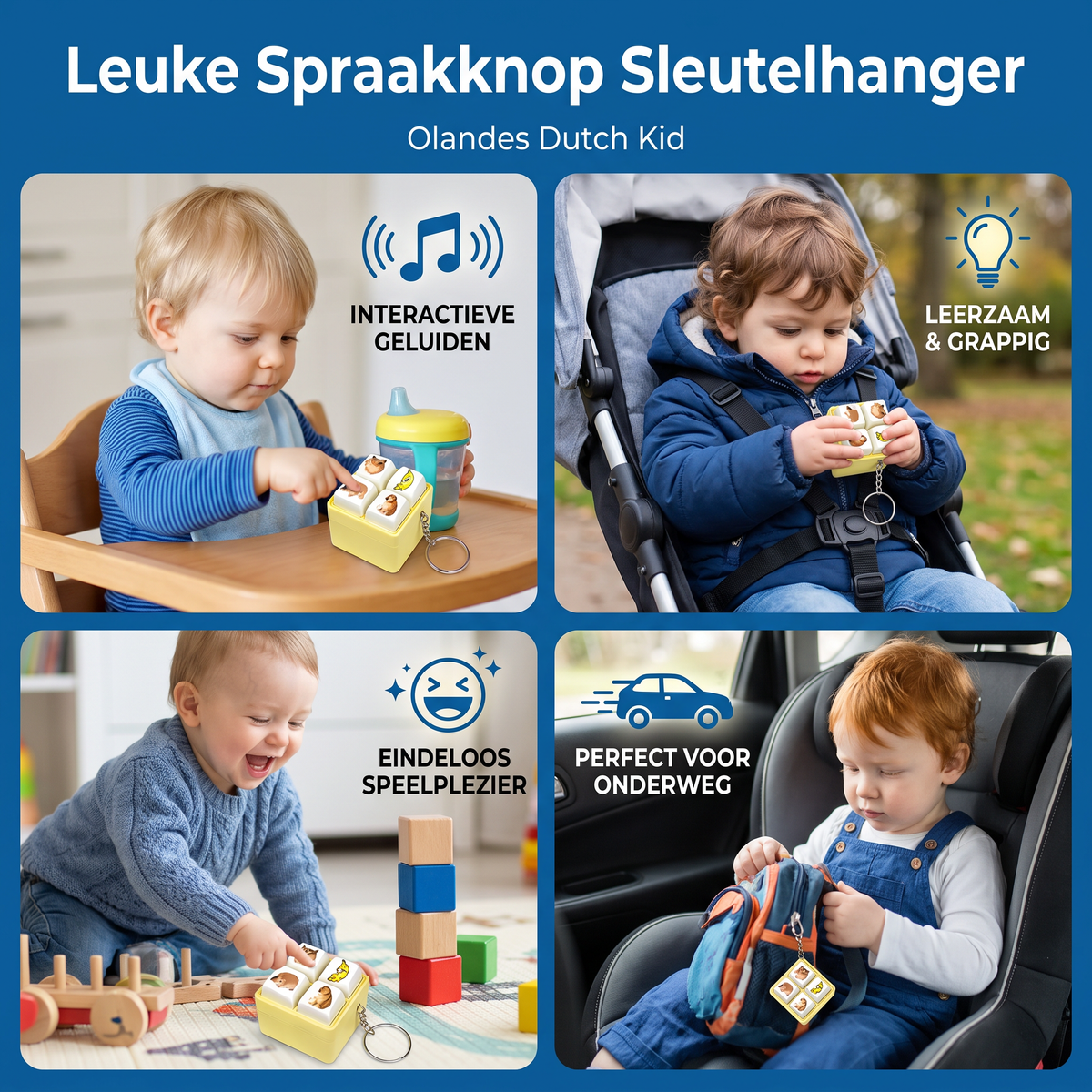 Leuke Spraakknop Sleutelhanger met Interactieve Geluidseffecten
