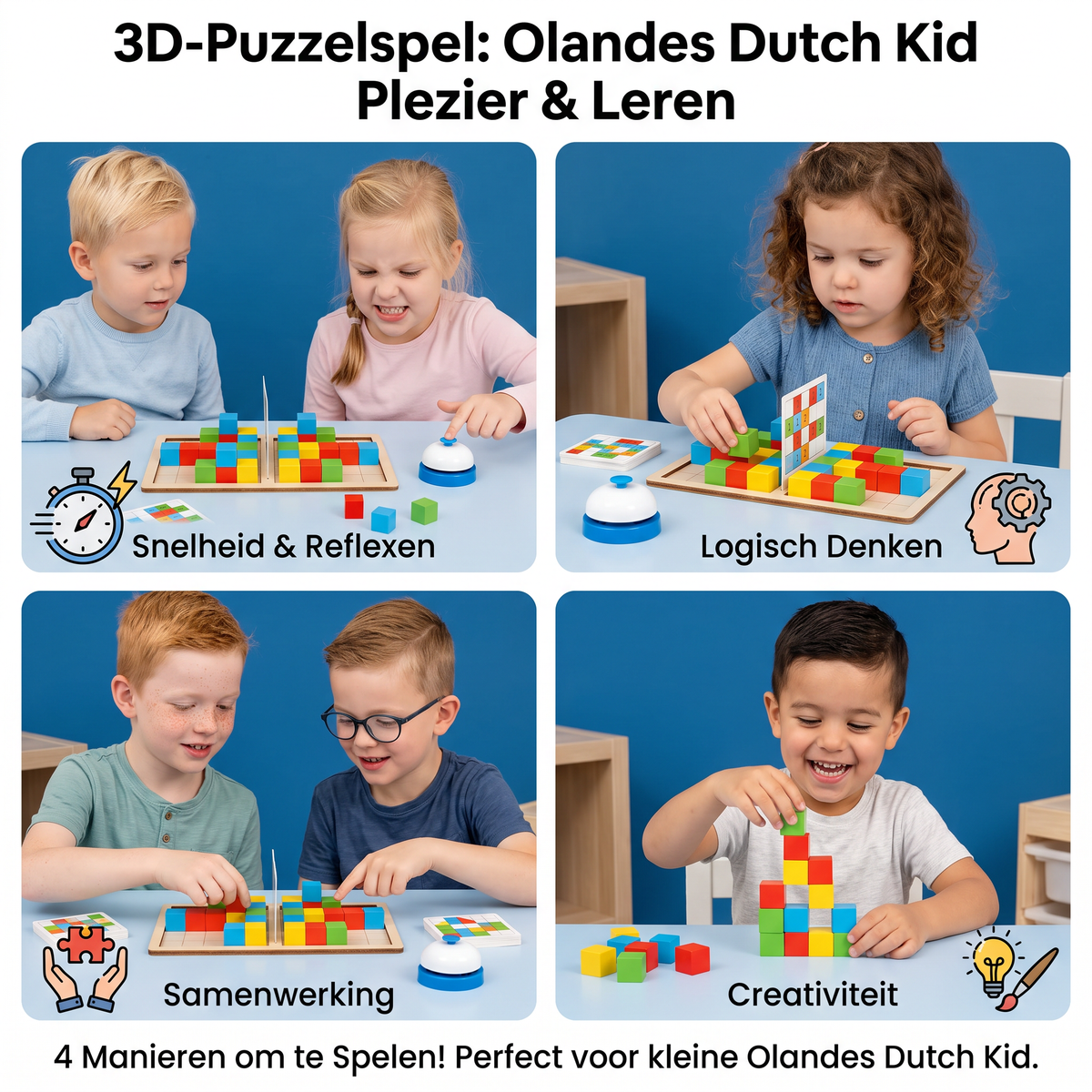 3D-Puzzelspel met Bouwstenen voor Kleurenmatchen