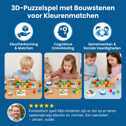 3D-Puzzelspel met Bouwstenen voor Kleurenmatchen