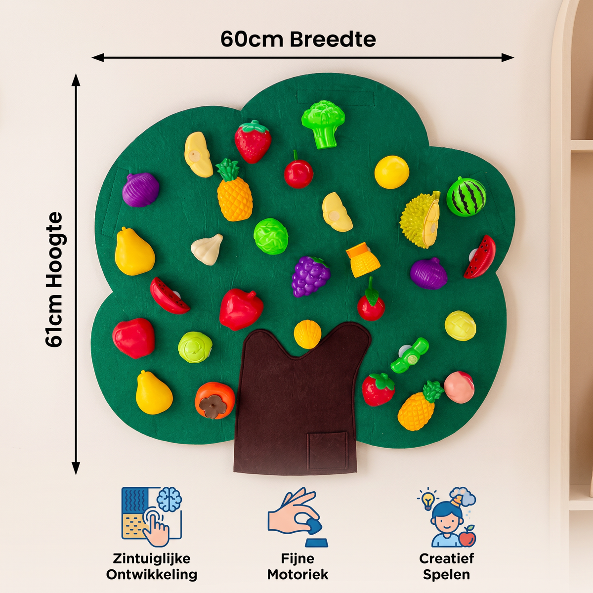 Activiteitenbord „Fruitboom” van Vilt – Montessori Leerspeelgoed