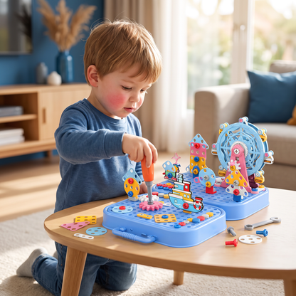 DIY-Gereedschapskist voor Kinderen met Bouwplaat, Reuzenrad en Boormachine