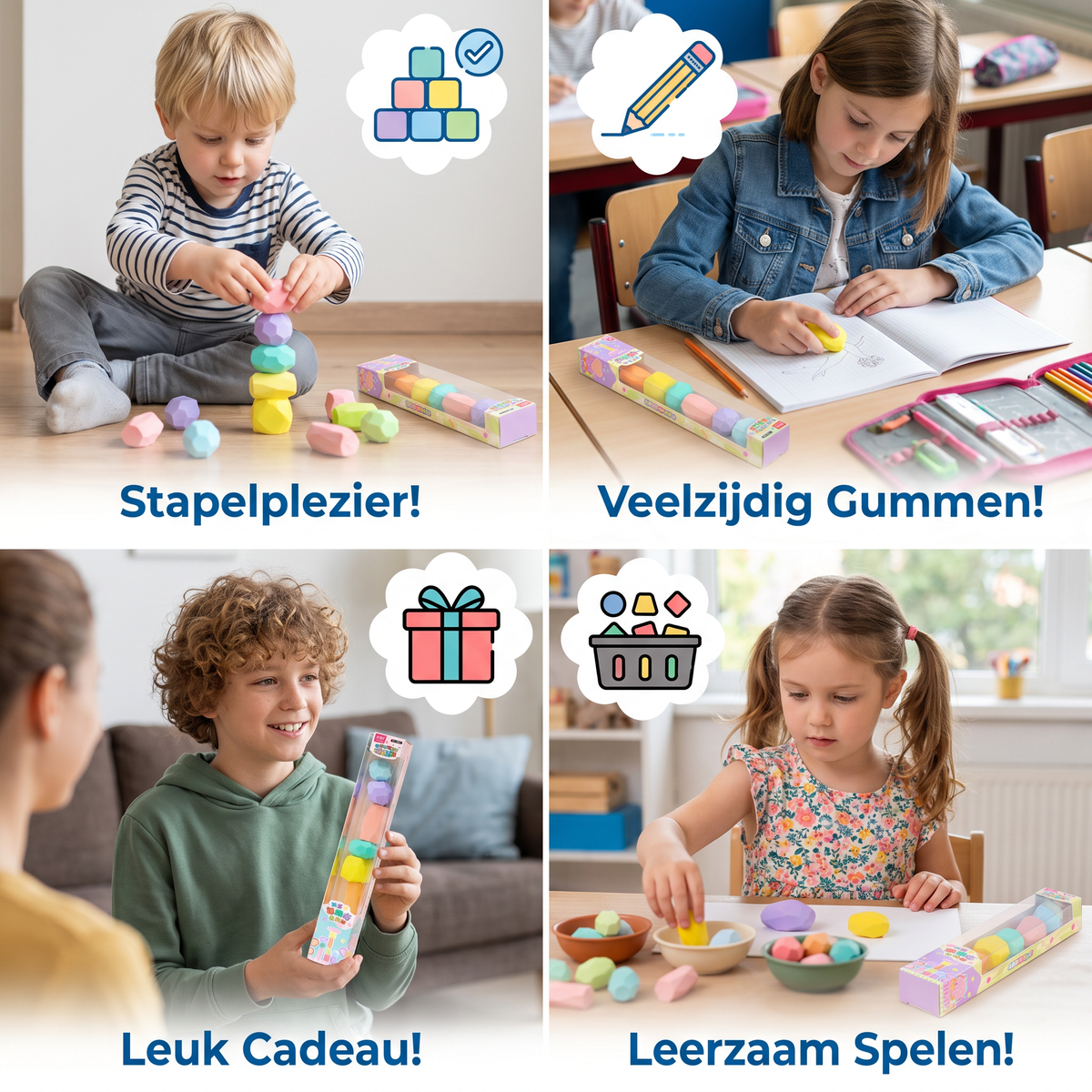 Stapelbare Edelsteen-Gumset