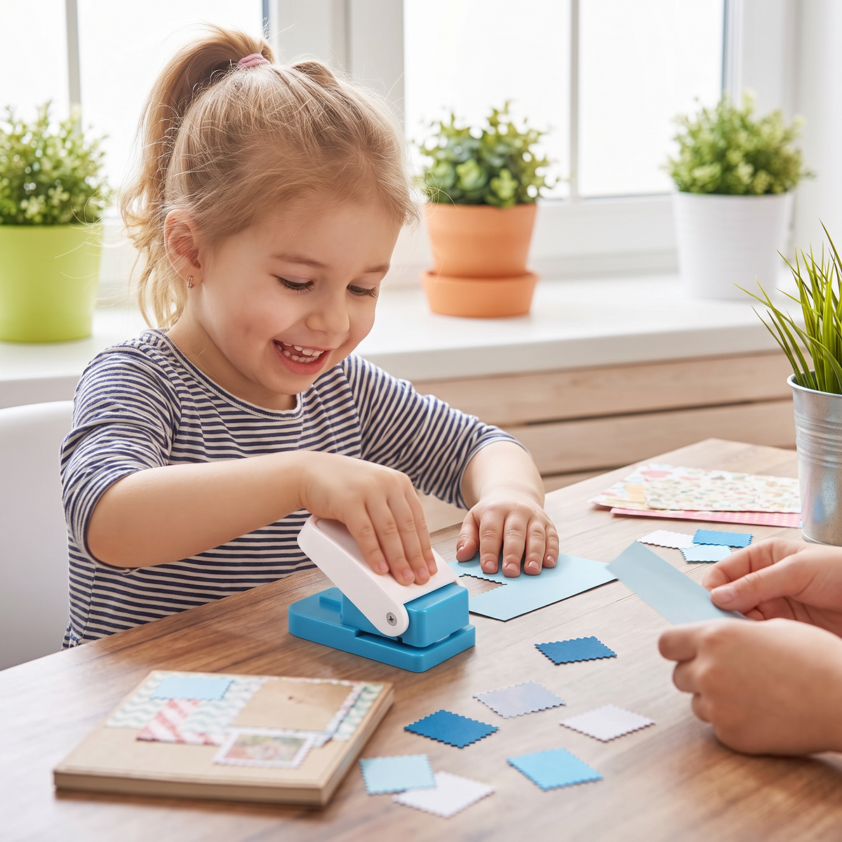 DIY-Papierponsen In Postzegelontwerp Voor Kinderknutselwerkjes