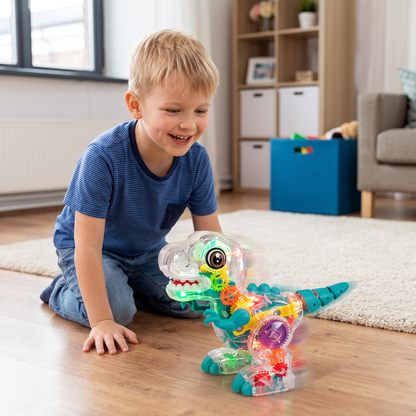Interactief Lichtgevend Tandwiel-Dinosausspeelgoed Met Muziek & Loopbeweging