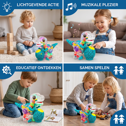 Interactief Lichtgevend Tandwiel-Dinosausspeelgoed Met Muziek & Loopbeweging