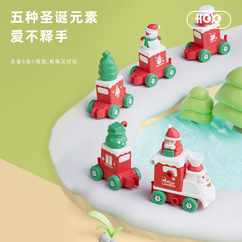 Christmas train building blocks, Santa Claus toys, children's toys for boys aged 3-6, birthday gifts, cross-border exclusive.
