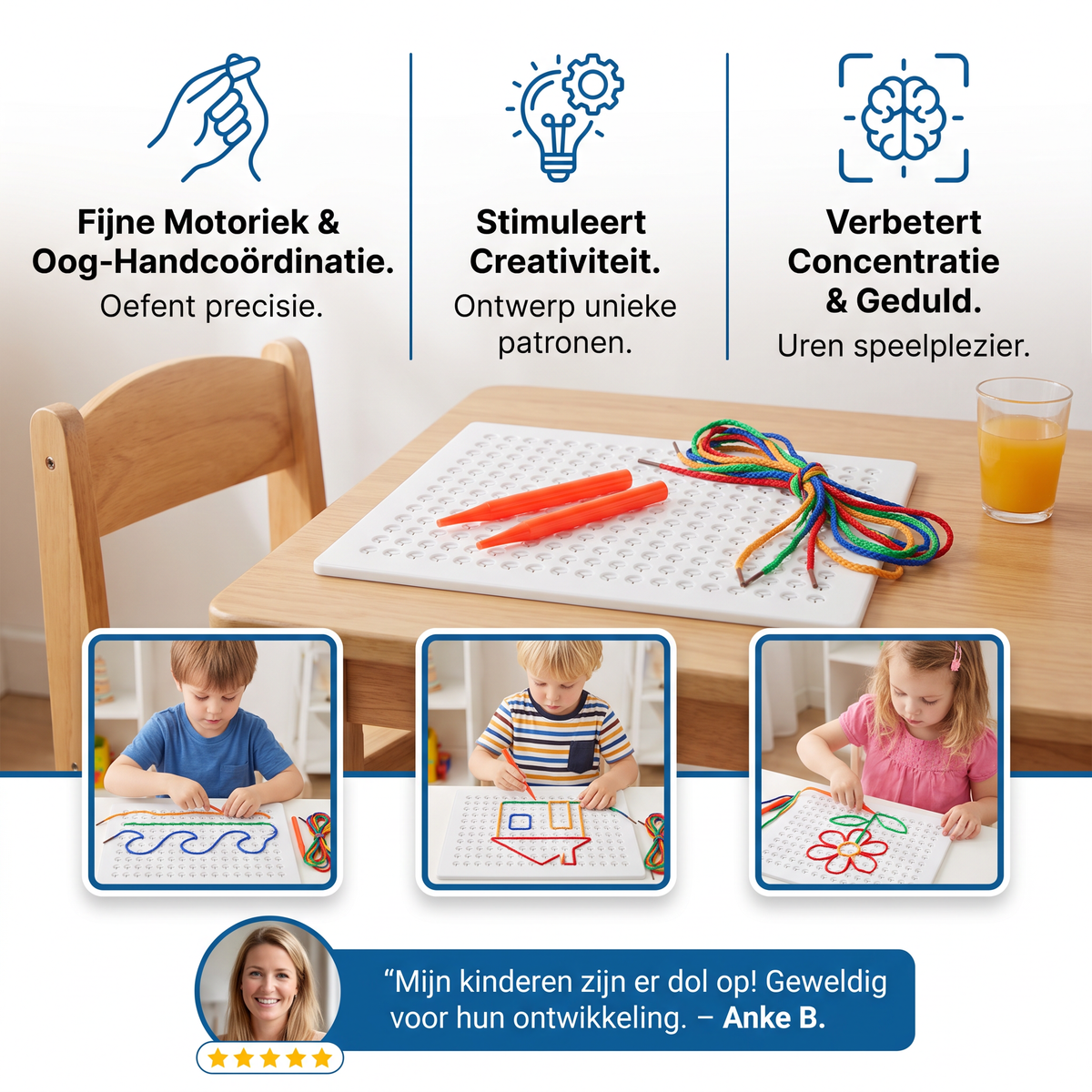 Rijgplank Speelgoed met Koord – Creatief Steekspel ter Bevordering van de Motoriek bij Kinderen
