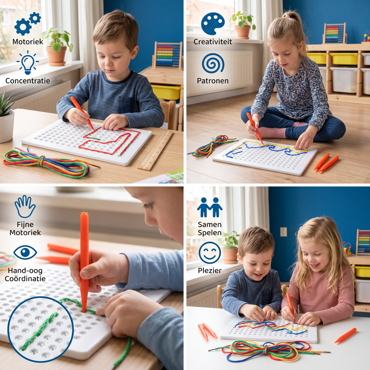 Rijgplank Speelgoed met Koord – Creatief Steekspel ter Bevordering van de Motoriek bij Kinderen