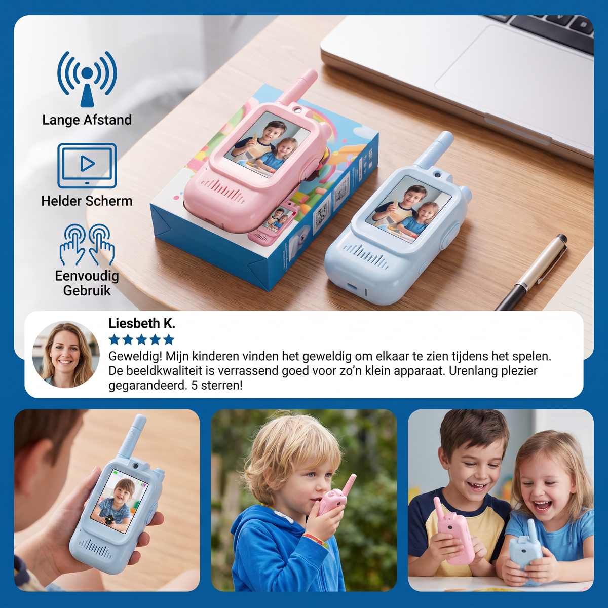 Kinder Video-Walkietalkie 2-delige Set – Walkietalkies met Camera & Scherm