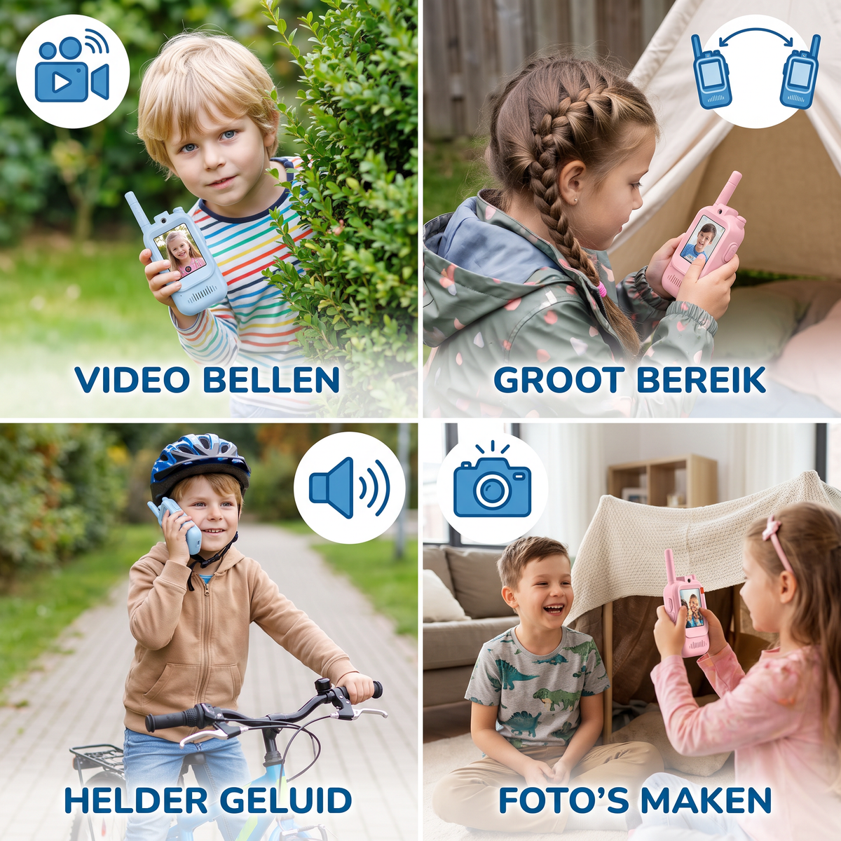 Kinder Video-Walkietalkie 2-delige Set – Walkietalkies met Camera & Scherm