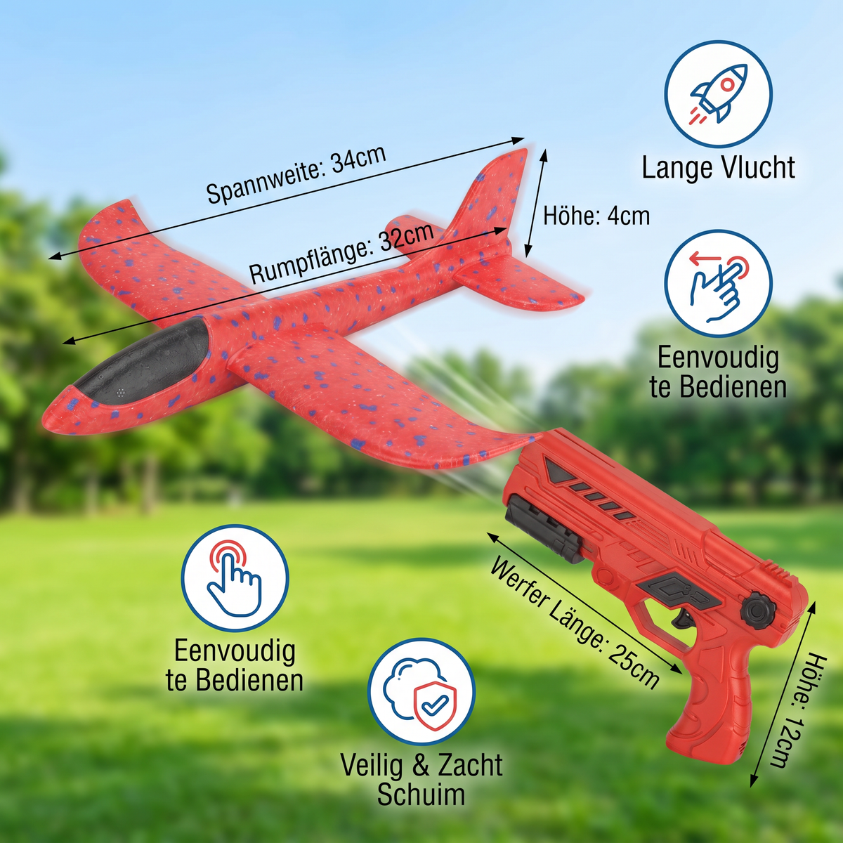 Schuimstof Vliegtuig Launcher voor Kinderen – Interactief Vliegtuig Speelgoed met Lanceerfunctie