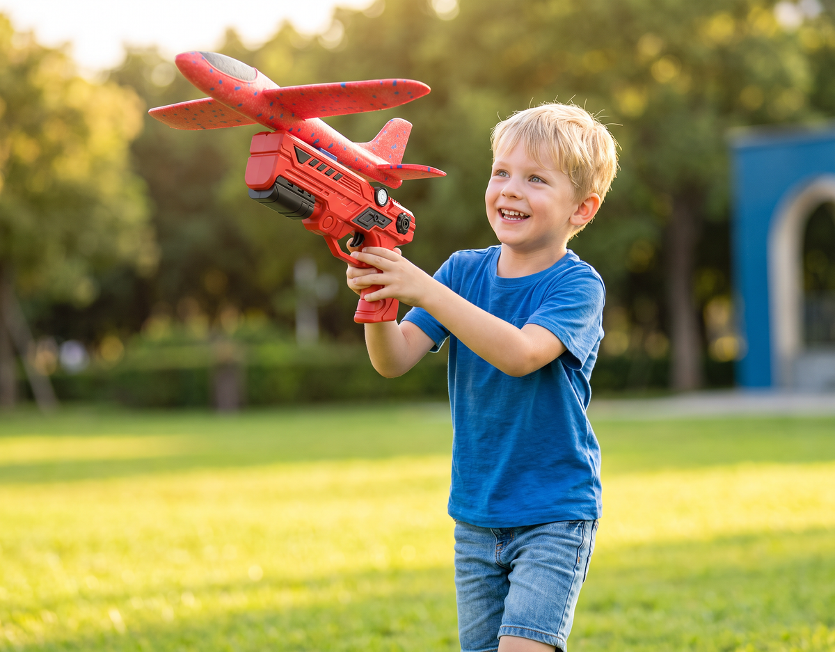 Schuimstof Vliegtuig Launcher voor Kinderen – Interactief Vliegtuig Speelgoed met Lanceerfunctie