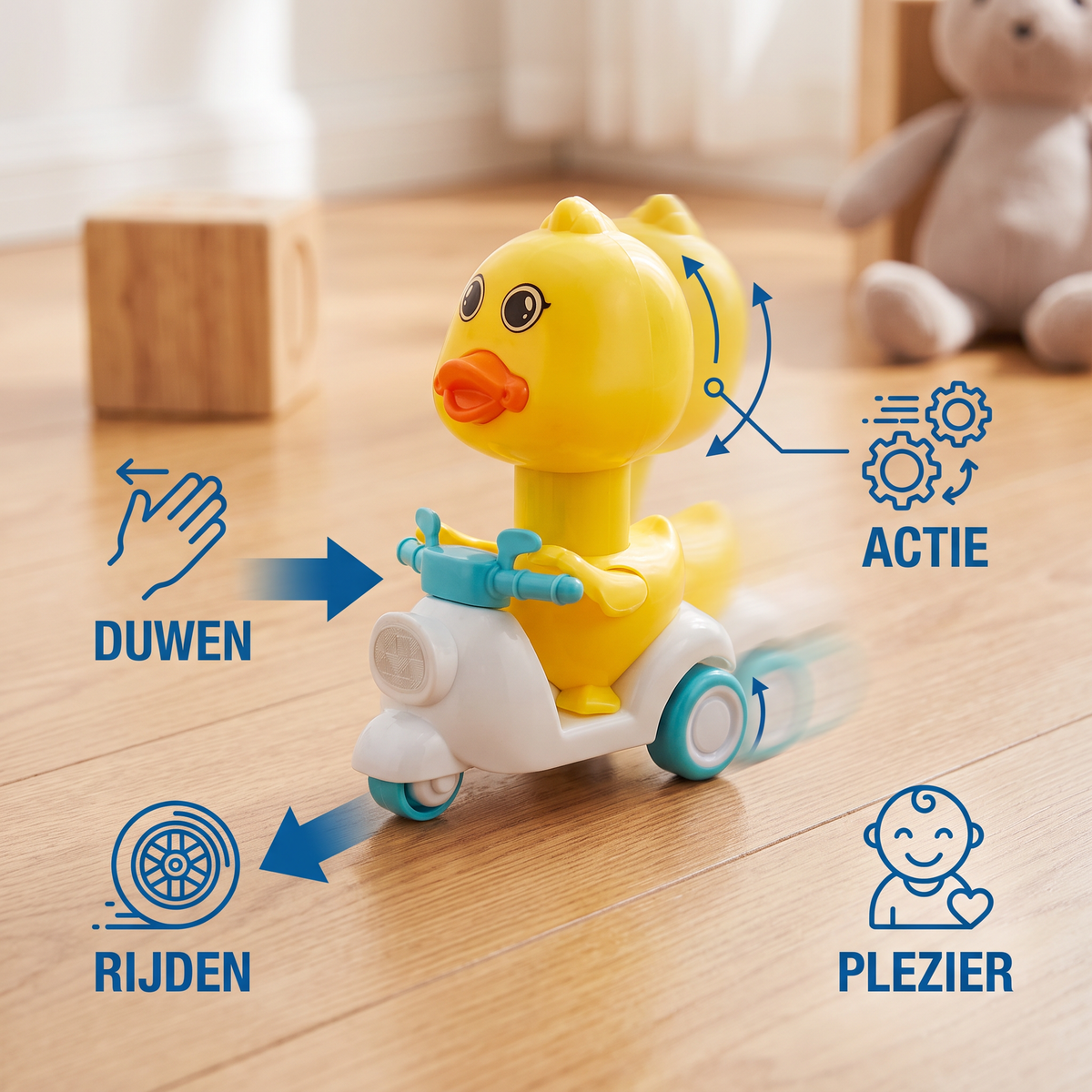 Gele Eend Rolspeelgoed – Duwen & Rijden voor Peuters