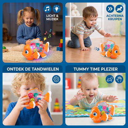 Verlichte Tandwielvis voor Kinderen – Transparant Muziek- & Bewegingsspeelgoed