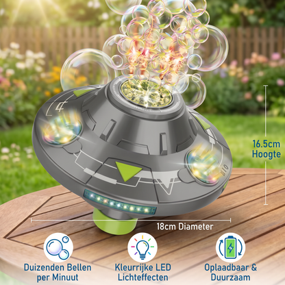 Lichtgevende UFO-Bellenblaasmachine voor Kinderen – Oplaadbare Bellenblaastol met Lichteffecten