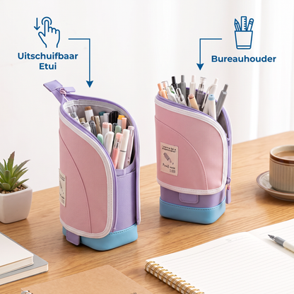 2-in-1 Pop-Up Etui met Pennenhouder – Ruimtebesparende Bureau-organizer