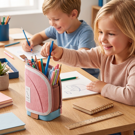 2-in-1 Pop-Up Etui met Pennenhouder – Ruimtebesparende Bureau-organizer