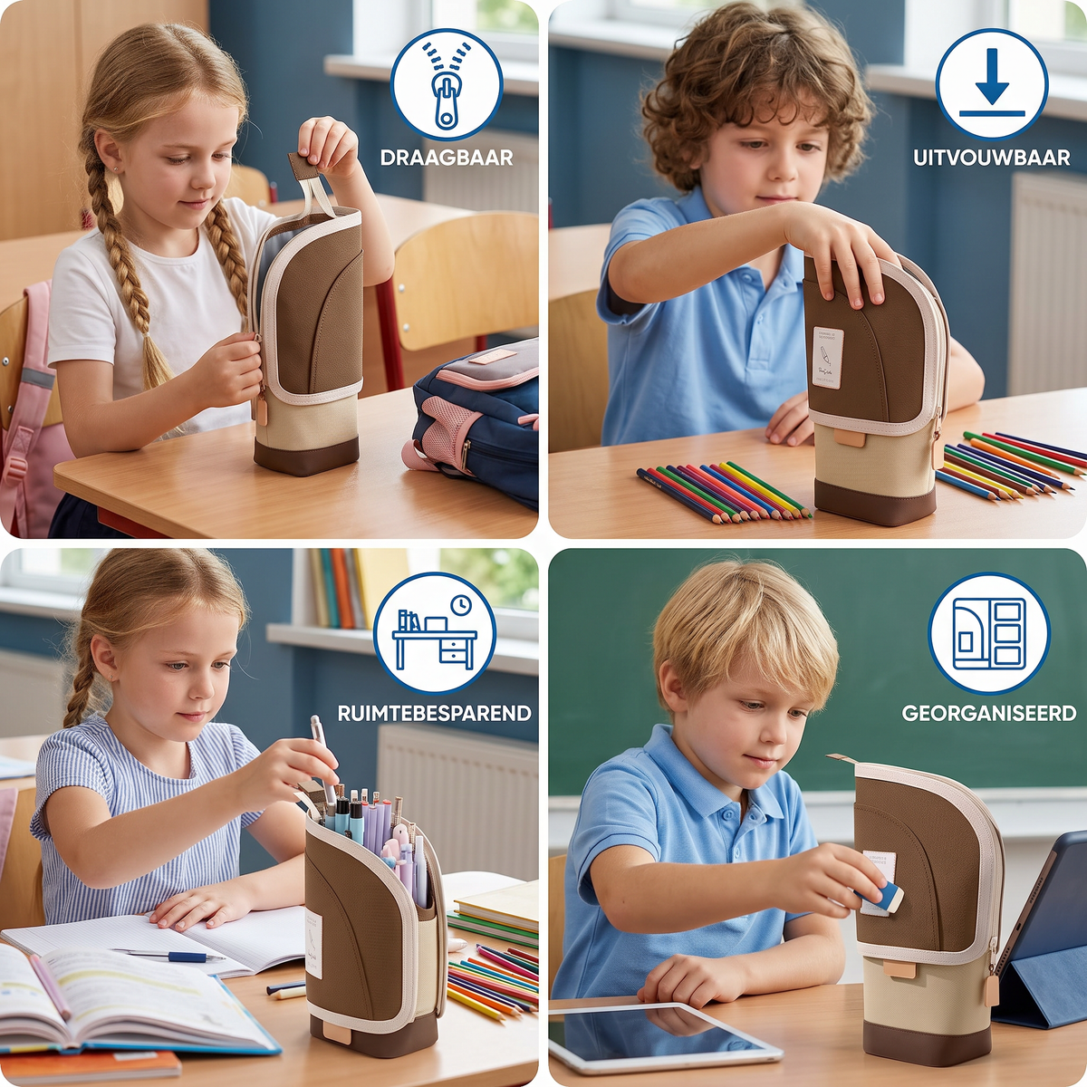 2-in-1 Pop-Up Etui met Pennenhouder – Ruimtebesparende Bureau-organizer