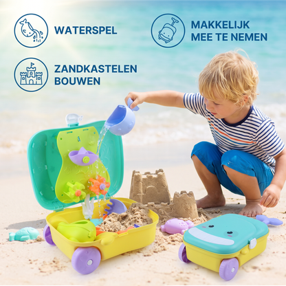 Kinder Strand Speelgoedkoffer met Zandspeelgoed en Zandloper
